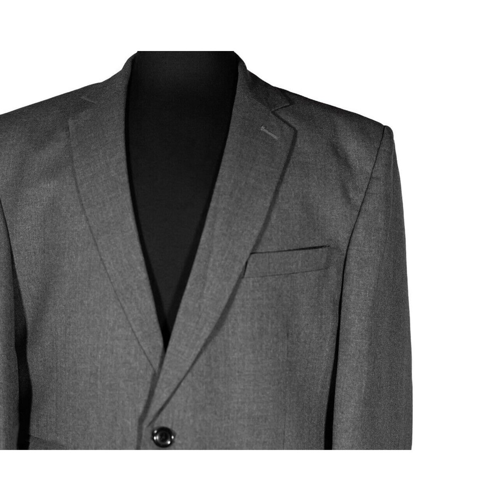 Mens Blazer Gray 100% Wool Lined Business Casual Jacket Wedding Sport Coat 42R - Picture 4 of 7
